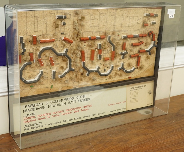 A vintage architect's construction plan, Trafalgar & Collingwood Close, Peacehaven, Newhaven, East Sussex, 61 x 85cm